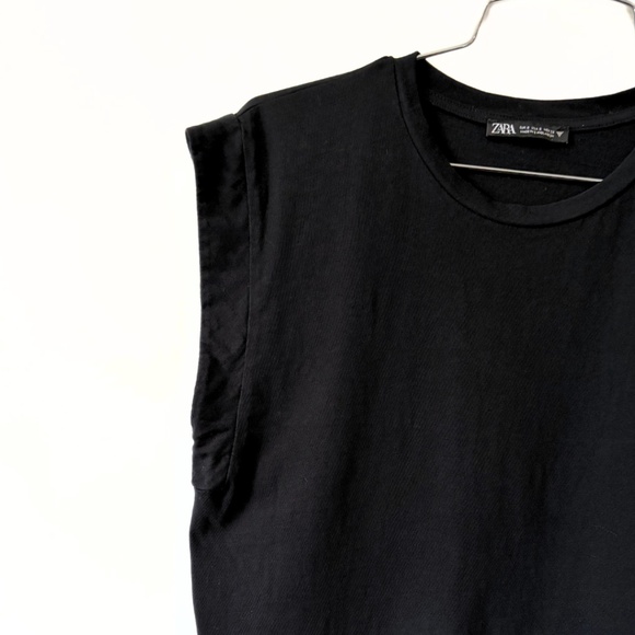 Zara Plain Eyelash T-shirt Black Size S - Picture 2 of 7